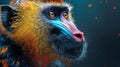 Vivid portrait of a colorful mandrill