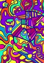 Vivid psychedelic colorful surreal doodle pattern. Rainbow colors abstract pattern, maze of ornaments