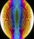 Vivid rainbow colours of a Macro soap bubbles creating psychedelic patterns under light dome