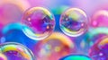 Vivid rainbow reflections in soap bubbles background, creating captivating visuals Royalty Free Stock Photo