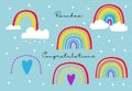 vivid rainbow set with cloud,snow illustration for sticker,postcard,birthday invitation.Editable element Royalty Free Stock Photo