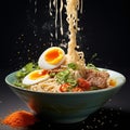 Vivid Realism: Raw Ramen With Egg In Majestic Portraits