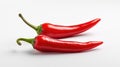 Vivid Red Chili Peppers Isolated on a Crisp White Background