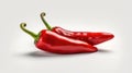 Vivid Red Chili Peppers Isolated on a Crisp White Background