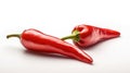 Vivid Red Chili Peppers Isolated on a Crisp White Background