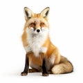 Vivid Red Fox Portrait On White Background - High Quality Ultra Hd