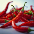 Vivid red hot chili peppers close up, creating a bold visual