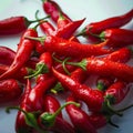 Vivid red hot chili peppers close up, creating a bold visual