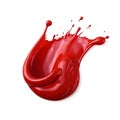 Vivid Red Ketchup Splash Isolated on White Background. Generative ai