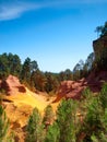 The vivid red ocher Cliffs in Roussillon, France Royalty Free Stock Photo