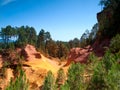 The vivid red ocher Cliffs in Roussillon, France Royalty Free Stock Photo