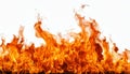 A vivid representation of flames dancing against a white backdrop Royalty Free Stock Photo