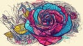 Vivid Rose Artwork Digital Painting