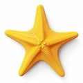 Vivid Solo: The Radiant Yellow Starfish in Pure White Eternity