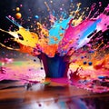 Vivid Splashes: HD Wallpaper Featuring Colorful Splattering Paint, Creating an Energetic and Artistic Display Royalty Free Stock Photo