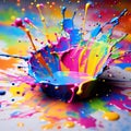 Vivid Splashes: HD Wallpaper Featuring Colorful Splattering Paint, Creating an Energetic and Artistic Display Royalty Free Stock Photo