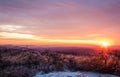 Vivid stunning sunset at High Point State Park in winter Royalty Free Stock Photo