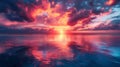 Vivid sunset over the ocean with dramatic clouds Royalty Free Stock Photo