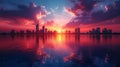 Vivid sunset reflecting on a cityscape Royalty Free Stock Photo