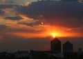 Vivid sunset/ sunrise colors in Gurgaon Haryana India Royalty Free Stock Photo