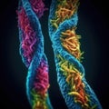 Vivid Telomeres: A Detailed Electron Microscope View. Perfect for Scientific Presentations. Royalty Free Stock Photo