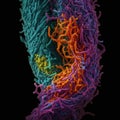 Vivid Telomeres: A High-Detailed Electron Microscope View for Scientific Research. Royalty Free Stock Photo