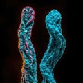 Vivid Telomeres: A High-Detailed Electron Microscope View for Scientific Research. Royalty Free Stock Photo