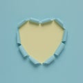 Vivid torn paper heart on bright background. Minimal love or like concept.