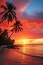 Vivid travel scene featuring tropical beauty, radiant sunsets