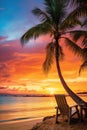 Vivid travel scene featuring tropical beauty, radiant sunsets