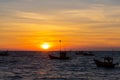 Vivid twilight sunset sky and motion blur of the sea under with long exposure effect. Royalty Free Stock Photo