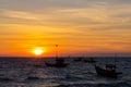 Vivid twilight sunset sky and motion blur of the sea under with long exposure effect. Royalty Free Stock Photo