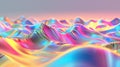 Vivid undulating waveforms create a hypnotic holographic landscape, awash with a spectrum of iridescent colors