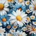 Vivid Watercolor Daisies Seamless Pattern AI Generated