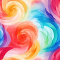 Vivid Watercolor Spirals Seamless Pattern AI Generated
