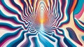 Vivid, wavy, multicolored lines converge toward a bright center, creating an abstract, hypnotic pattern