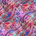 Vivid wavy warped digital bright seamless pattern