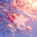 Vivid Winter Berries and Snowflake Illustration Royalty Free Stock Photo