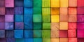 Vivid Wooden Blocks Arranged In A Rainbow Spectrum Dynamic Backdrop Celebrating Diversity