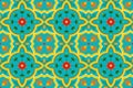 Vivid yellow blue Moroccan ethnic geometric floral tile art oriental seamless traditional pattern. design for background, carpet, Royalty Free Stock Photo