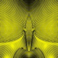 Vivid yellow concentric circular halftone dot futuristic image