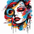Vividly Bold Fashion Illustration With Graffiti Style And Colored Brushes