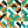 Vividly Bold Geometric Pattern In Green, Turquoise, Orange, And White