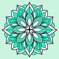 Vividly Bold Mandala Floral Ornament In Turquoise And Green