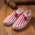 Vividly Bold Striped Vans Slip Ons In Patriotic American Barbizon Style