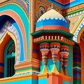 Vividly Colored Detail of a Mosque in Sudan, Generative Ai