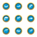 Viviparous lizard icons set, flat style Royalty Free Stock Photo