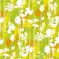 Vivivd green summer meadow seamless pattern.