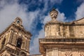 Vizzini Sicily Italy, major church detail, old external roof view, of baroque architecture