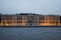 Vizzion Europe building from the Bosphorus in the afternoon with lights